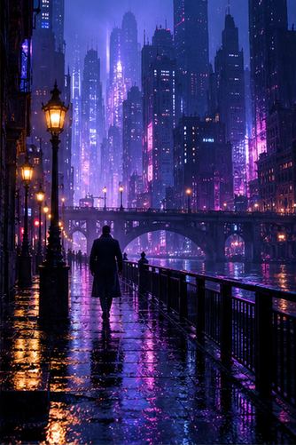 Una ciudad nocturna iluminada
